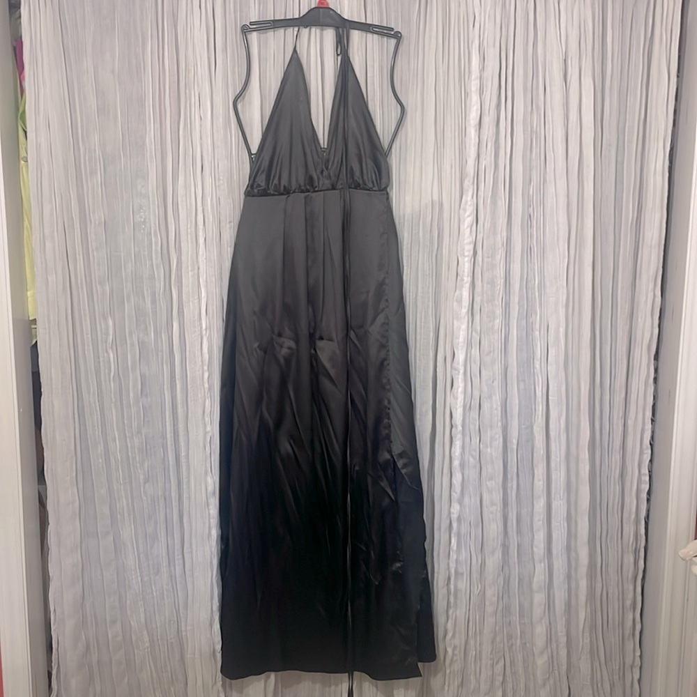 Black backless formal dress